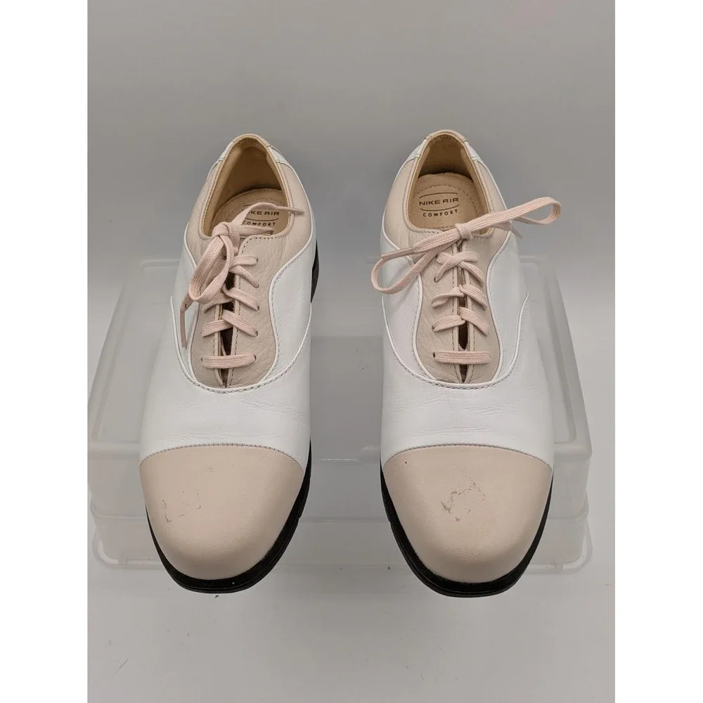 Nike Air Comfort Shoes Womens Size 6.5 White Leather Golf Spiked Sneakers